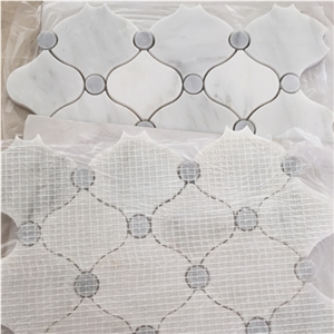 Bianco Carrara White Marble Polishing Arabesque Pattern Mosaic Tiles