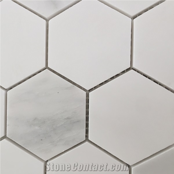 High Quality Carrara White Marble Hexagon Mosaic Floor Tiles