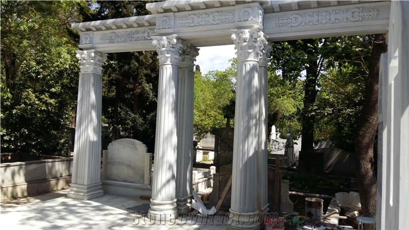Limestone Columns, White Limestone Capitals