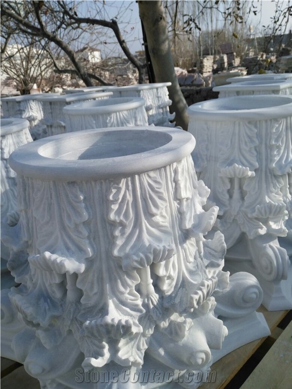 Limestone Columns, White Limestone Capitals
