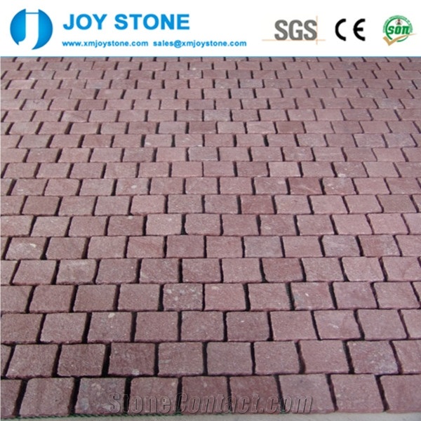 Best Price China Porphyry Dayang Red Flamed Mesh Paving Cobblestone