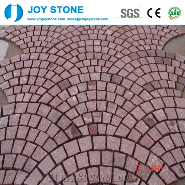 Cheap Prices Dayang Red Porphyry Granite Flamed Mesh Cobblestone Paver