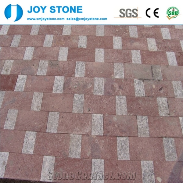 Good Price China Porphyry Dayang Red Granite Cobble Stone Mesh Pavers