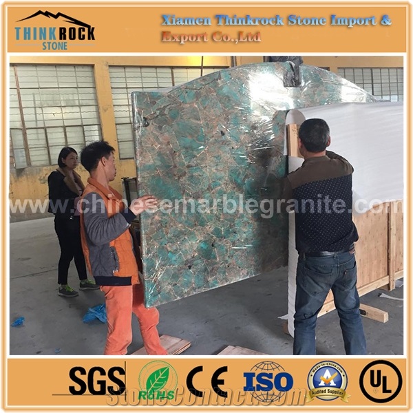 China Economical Amazon Big Fish Scale Green Marble Island Countertop