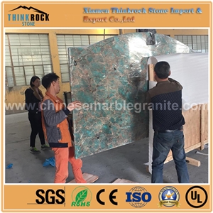 China Economical Amazon Big Fish Scale Green Marble Island Countertop