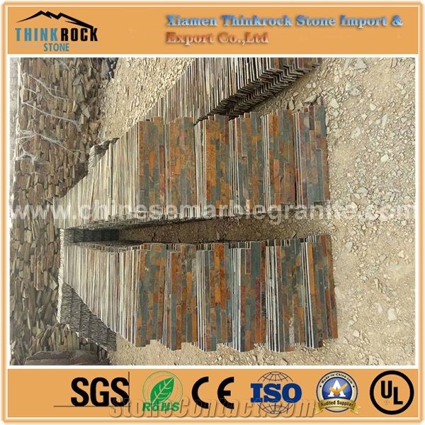 Chinese Hot Sale Rusty Grey Mixed Brown Ledge Thin Brick Veneer