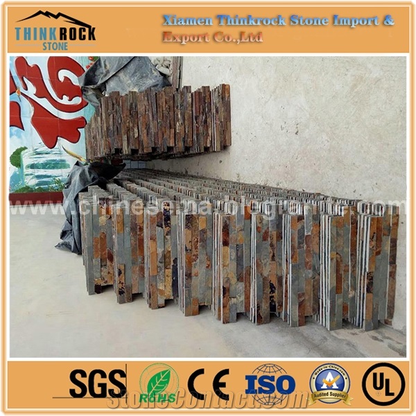 Chinese Hot Sale Rusty Grey Mixed Brown Ledge Thin Brick Veneer
