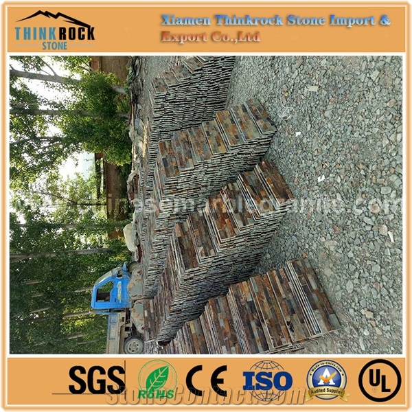 Chinese Hot Sale Rusty Grey Mixed Brown Ledge Thin Brick Veneer