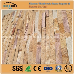 Diy-Friendly Travertine Pink Mixed Yellow Ledge Cultured Stone Veneer