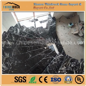 Elegant White Veins Polished Black Marble Stair Steps