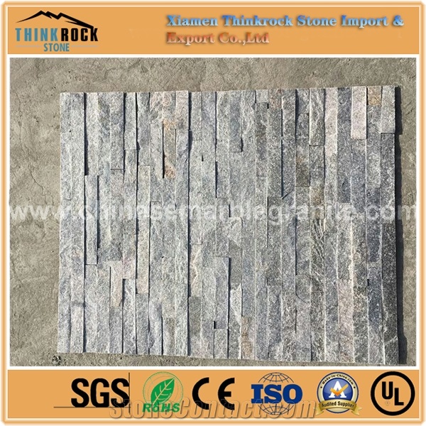 Great Natural Black Mixed Grey Ledge Faux Stone Wall
