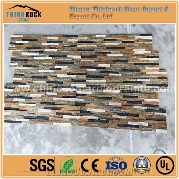 Regal Elegance White Mixed Black and Brown Ledge Stacked Stone Veneer