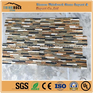Regal Elegance White Mixed Black and Brown Ledge Stacked Stone Veneer
