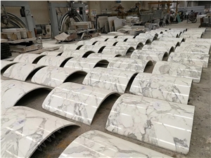 Calacatta White Marble Arc Tiles, Curved Column