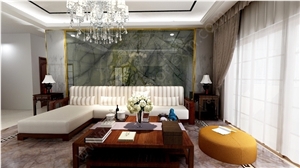 Peacock Green Marble Tiles and Slabs, Green Marble Walling