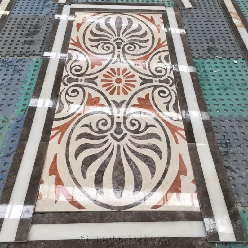 Beige Marble Ceramic Back Medallions,Lobby Marble Square Medallions