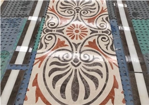 Beige Marble Ceramic Back Medallions,Lobby Marble Square Medallions
