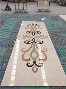 Beige Marble Ceramic Back Medallions,Lobby Marble Square Medallions