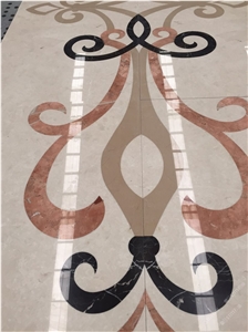 Beige Marble Ceramic Back Medallions,Lobby Marble Square Medallions