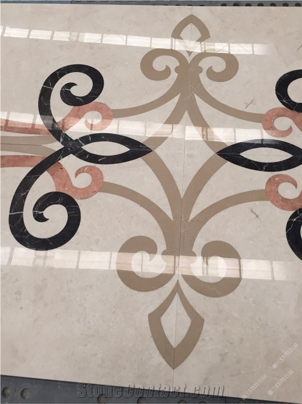 Beige Marble Ceramic Back Medallions,Lobby Marble Square Medallions