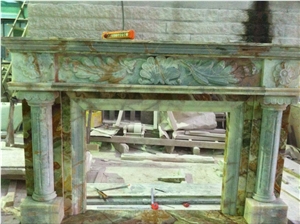 Green Onyx Carved Fireplace Cover,Customized Hand Carved