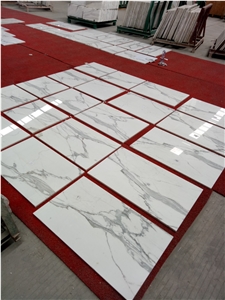 High Polished Statuario Venato White Marble Composite Flooring Tiles