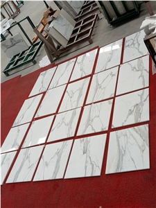 High Polished Statuario Venato White Marble Composite Flooring Tiles