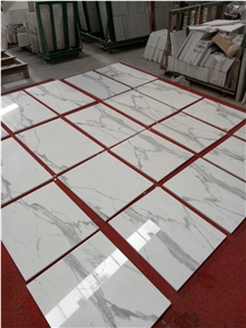 High Polished Statuario Venato White Marble Composite Flooring Tiles