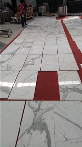 High Polished Statuario Venato White Marble Composite Flooring Tiles