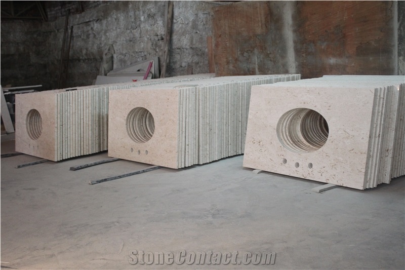 Low Price Moonlight Beige Marble,Moon Cream Marble Bathroom Vanity Top