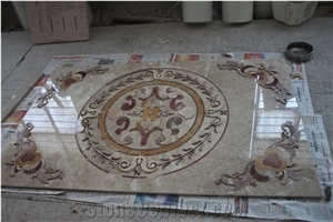 Multicolor Marble Waterjet Flooring Tiles,Square Medallions Marble