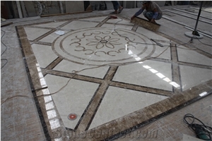 Multicolor Marble Waterjet Flooring Tiles,Square Medallions Marble