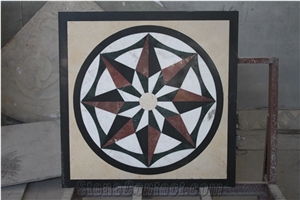 Multicolor Marble Waterjet Flooring Tiles,Square Medallions Marble
