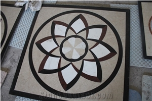 Multicolor Marble Waterjet Flooring Tiles,Square Medallions Marble
