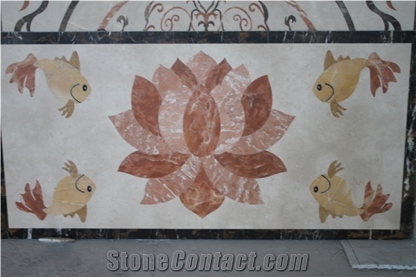 Multicolor Marble Waterjet Flooring Tiles,Square Medallions Marble
