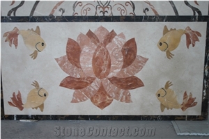 Multicolor Marble Waterjet Flooring Tiles,Square Medallions Marble