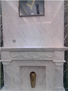 Simple White Fireplace/White Marble Fireplace Mantel Handcarved Flower