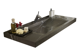 Nero Di Ormea Marble Rectangular Drop-In Bathroom Sink