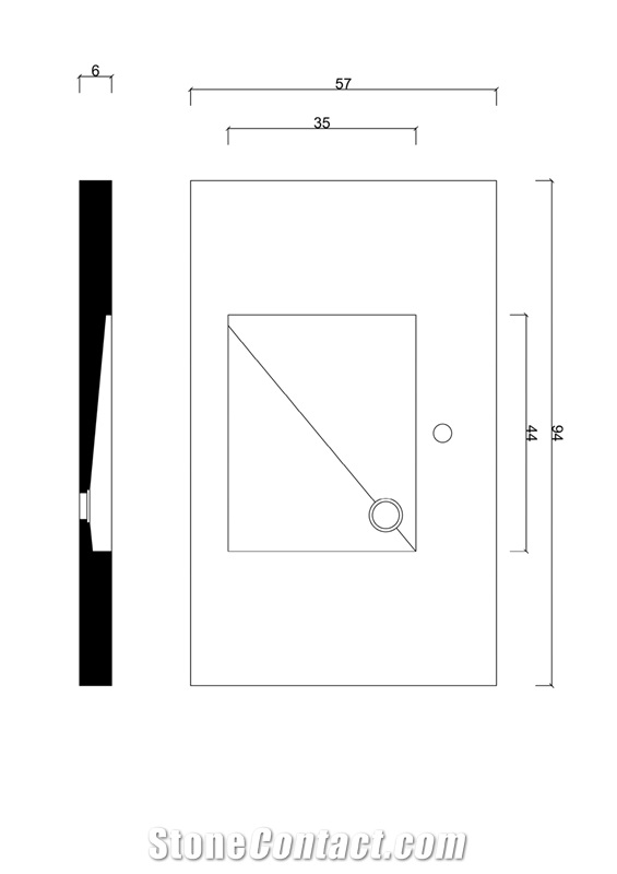 Rectangular Drop-In Marble Bathroom Sink