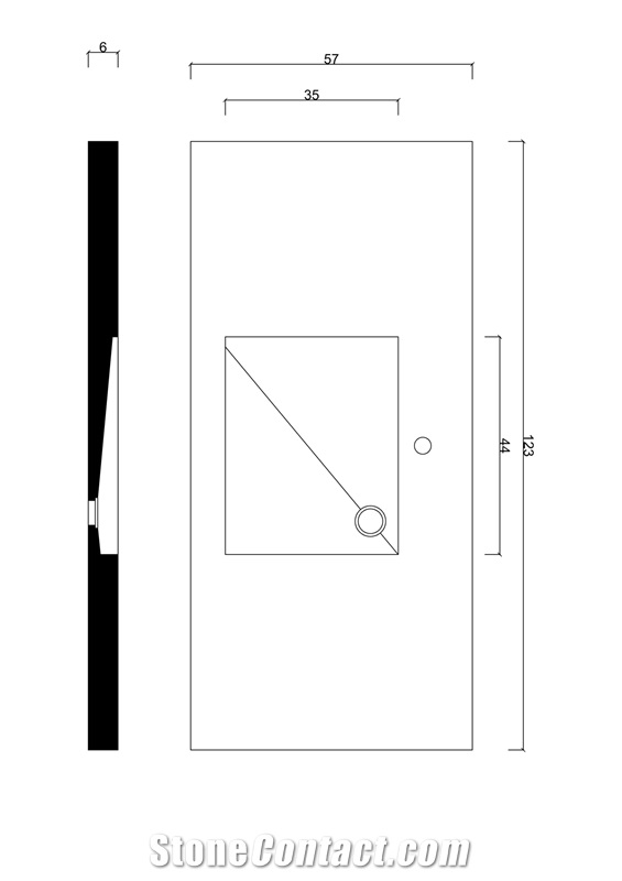 Rectangular Drop-In Marble Bathroom Sink