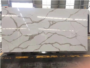 Artificial White Calacatta Gold Quartz Marble Vein Quartz Slab