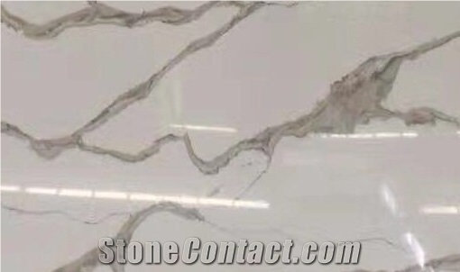 Artificial White Calacatta Gold Quartz Marble Vein Quartz Slab