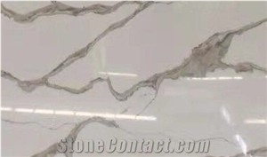 Artificial White Calacatta Gold Quartz Marble Vein Quartz Slab