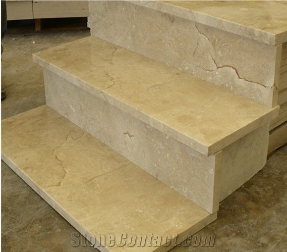 Beige Marble Crema Marfil Modern Stairs Riser/Treads