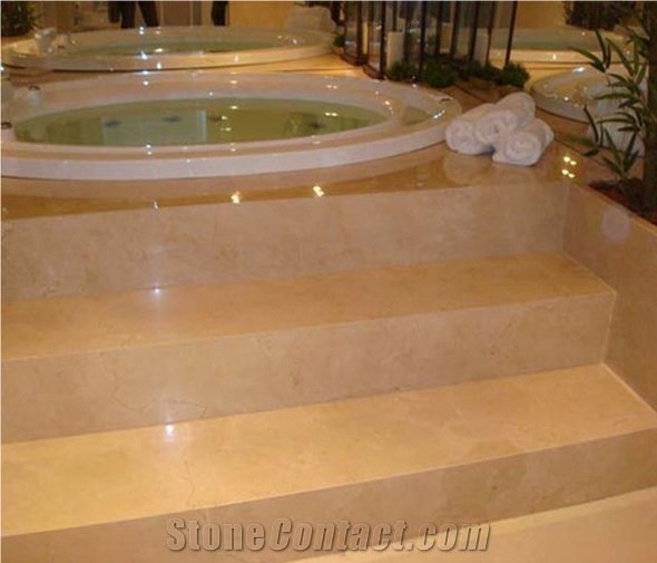 Beige Marble Crema Marfil Modern Stairs Riser/Treads