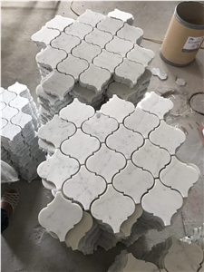 Bianco Carrara White Arabesque Lantern Marble Mosaic Tiles