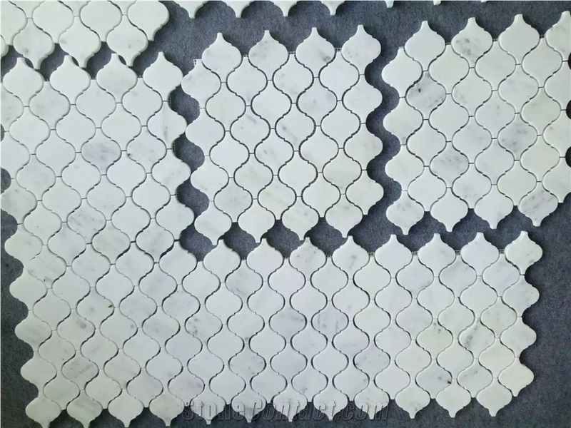 Bianco Carrara White Arabesque Lantern Marble Mosaic Tiles
