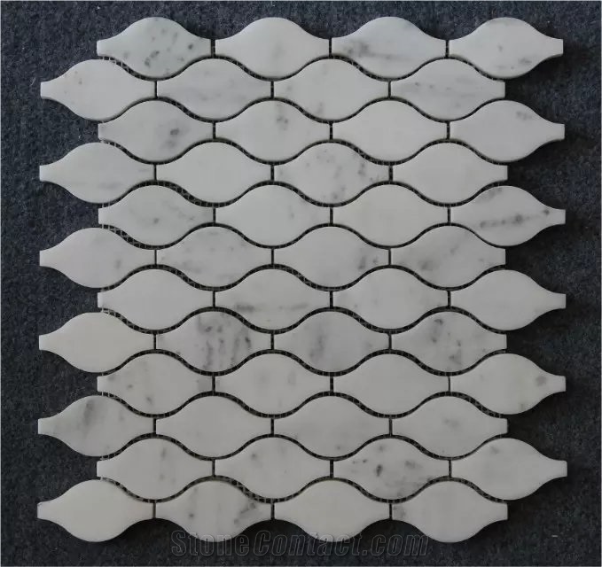 Bianco Carrara White Arabesque Lantern Marble Mosaic Tiles
