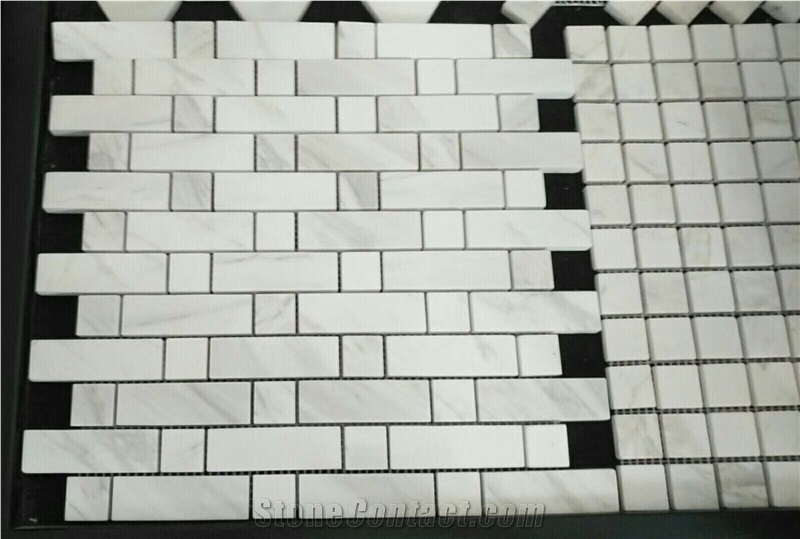 Bianco Carrara White Brick Mosaic Marble Tile for Swimming Pool Floor