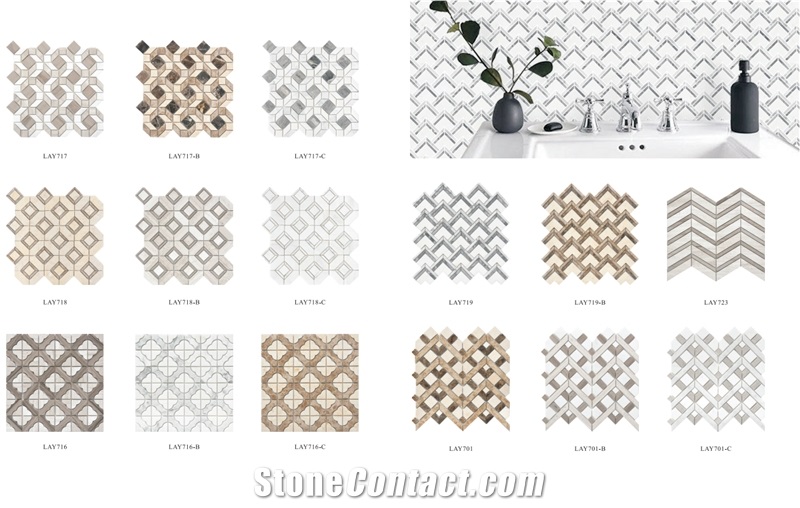 Bianco Carrara White Brick Mosaic Marble Tile for Swimming Pool Floor